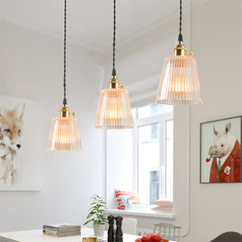 Clear Glass Pendant Light, Brass Minimalist