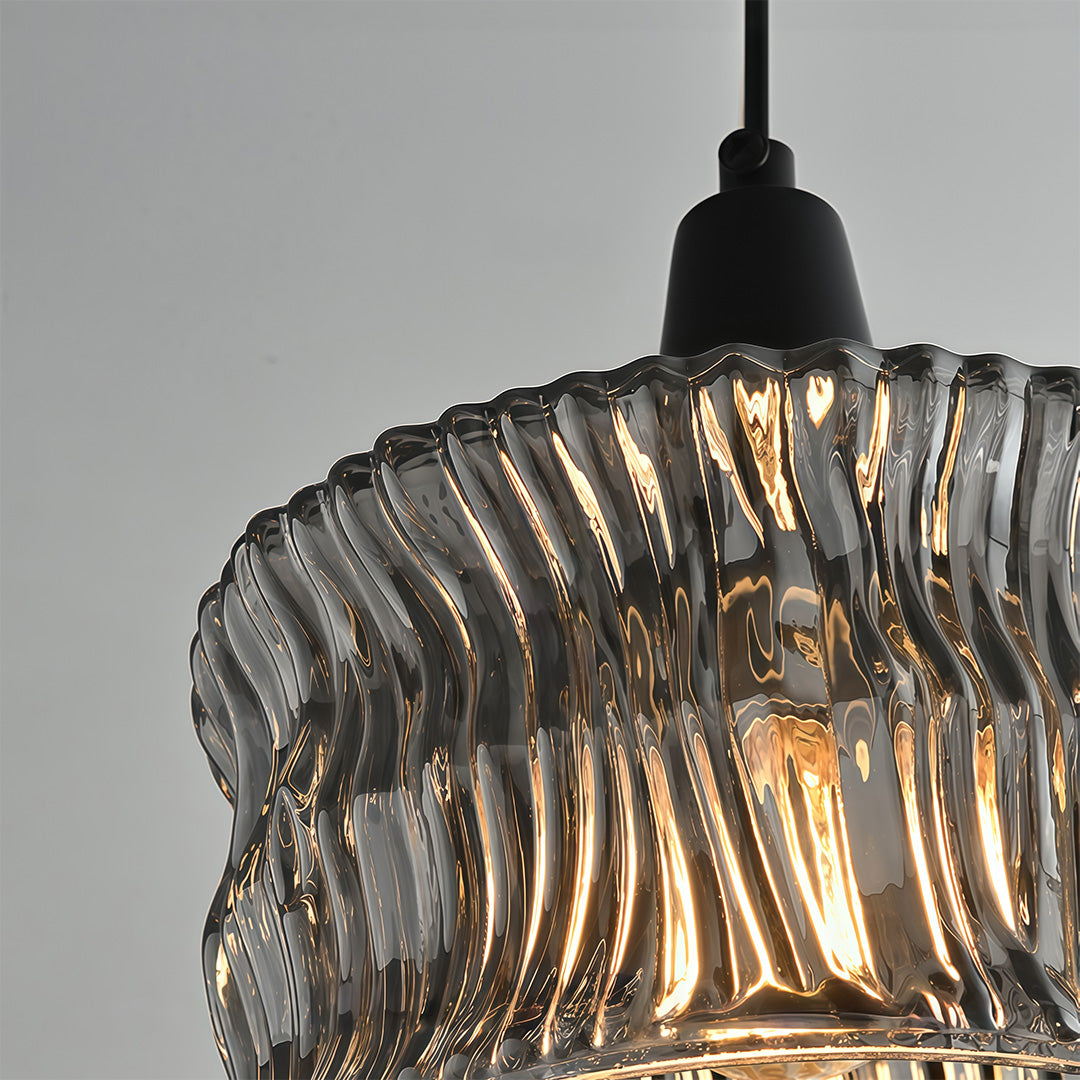 Glass Drum Pendant Light, Dimmable Black