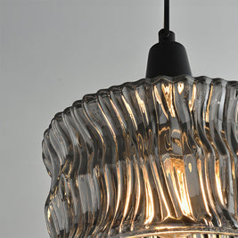 Glass Drum Pendant Light, Dimmable Black