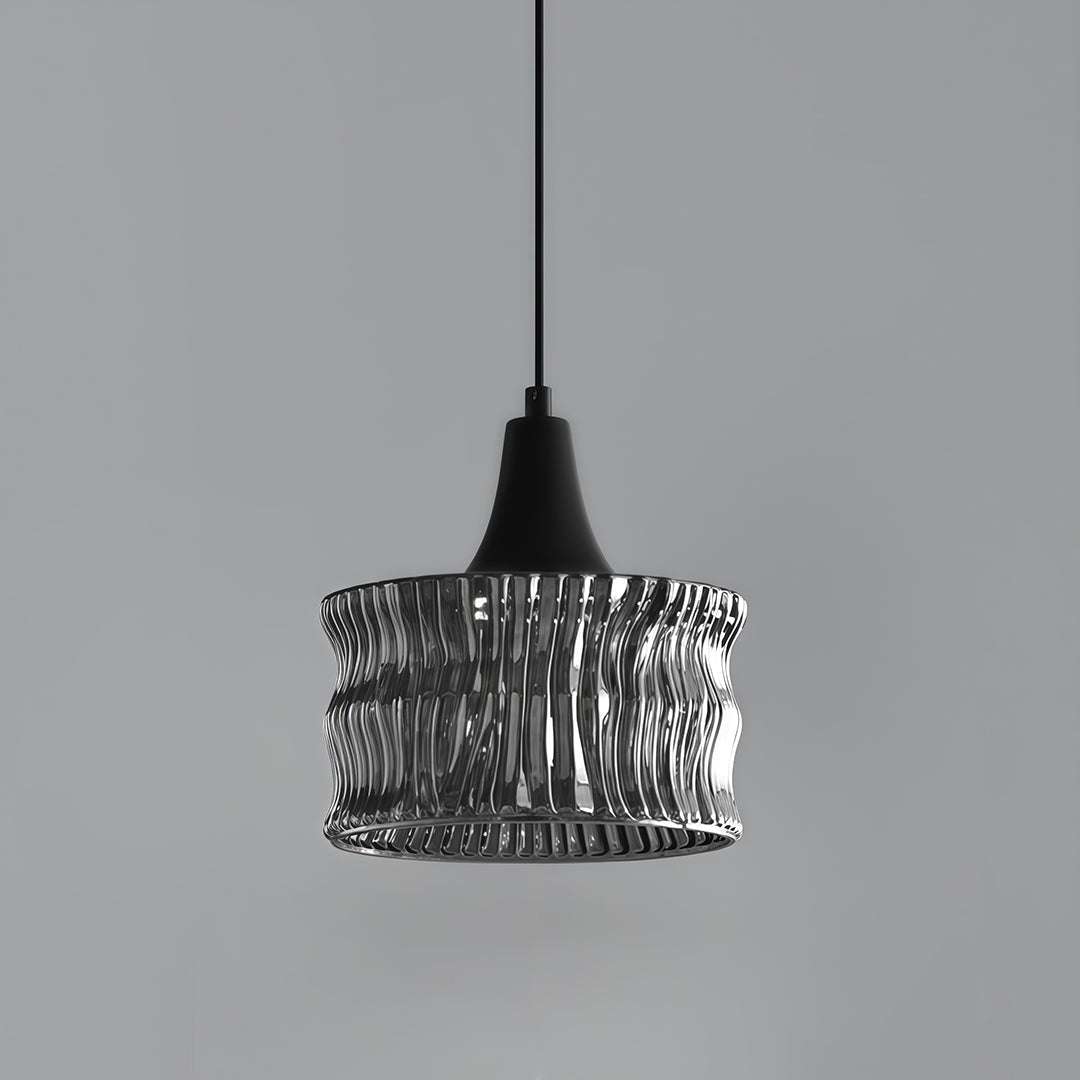 Glass Drum Pendant Light, Dimmable Black