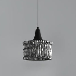 Glass Drum Pendant Light, Dimmable Black