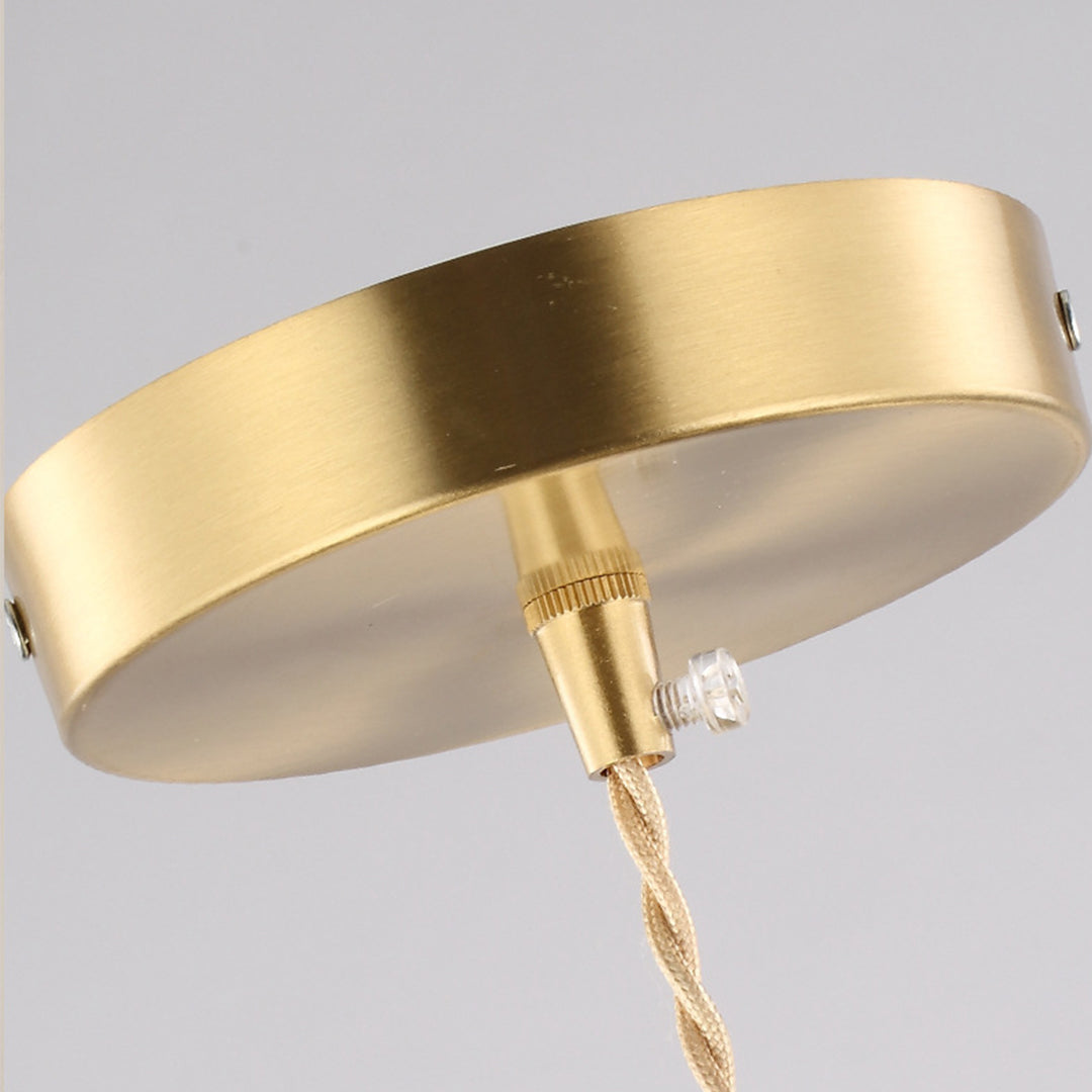 Diamond Pendant Light, Vintage Brass & Wood