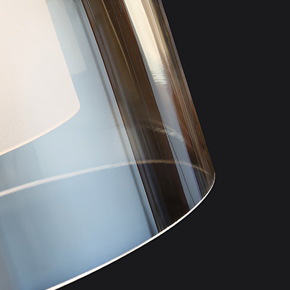 Double Glass Pendant Light, Brown Wood