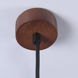 Double Glass Pendant Light, Brown Wood