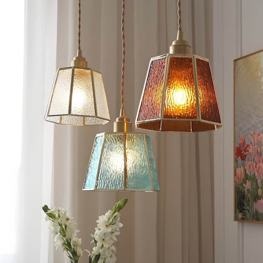Polygonal Brass & Glass LED Pendant Light