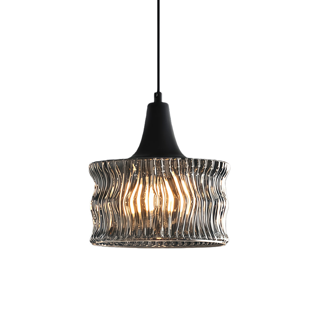 Glass Drum Pendant Light, Dimmable Black