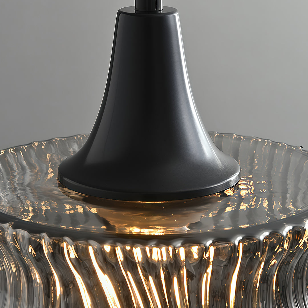 Glass Drum Pendant Light, Dimmable Black