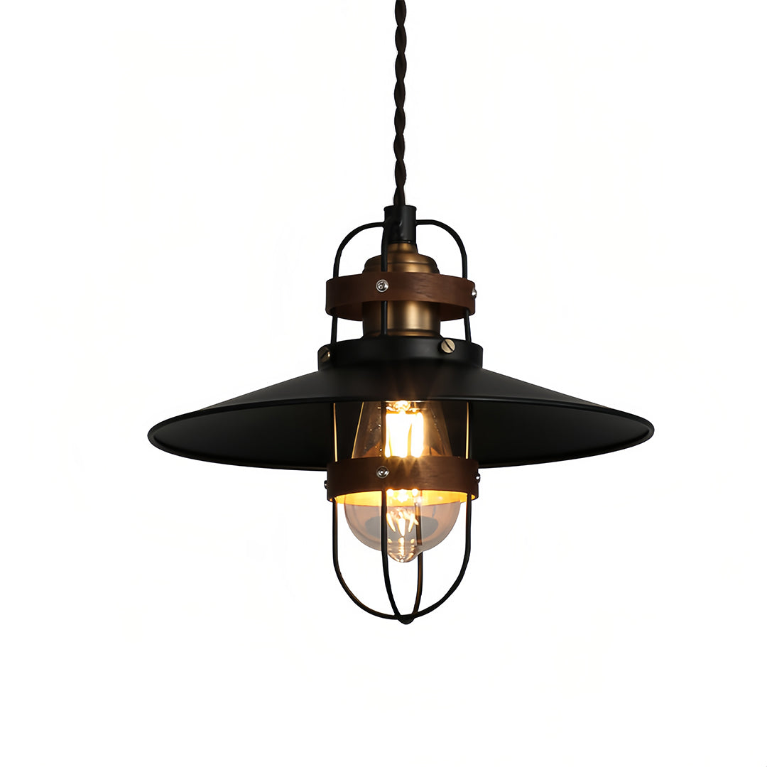Vintage Black Iron Pendant Light, Farmhouse