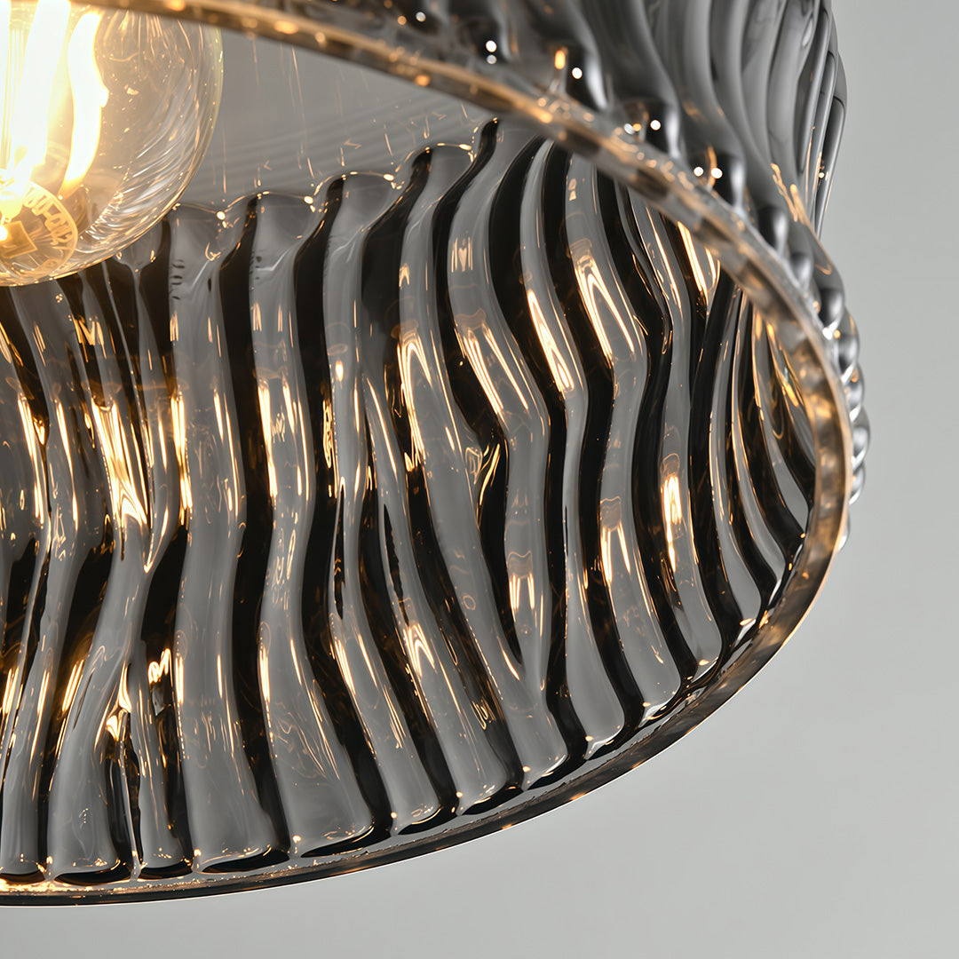 Glass Drum Pendant Light, Dimmable Black