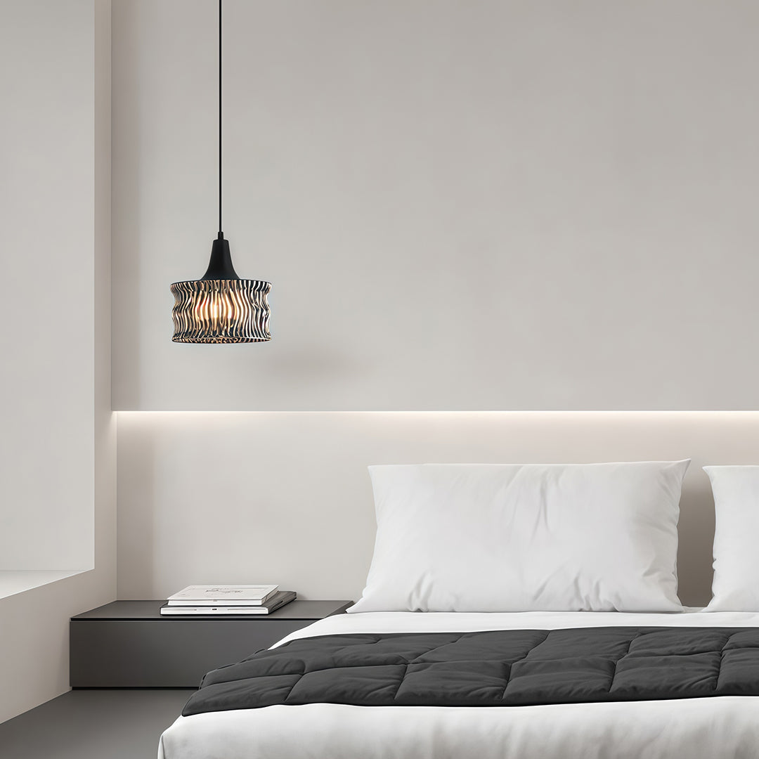 Glass Drum Pendant Light, Dimmable Black