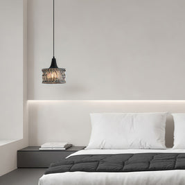 Glass Drum Pendant Light, Dimmable Black