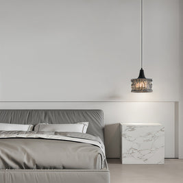 Glass Drum Pendant Light, Dimmable Black