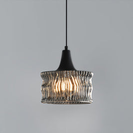 Glass Drum Pendant Light, Dimmable Black