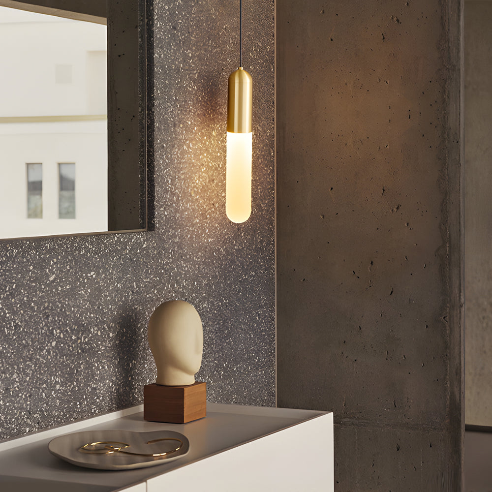 Long Copper Pendant Light, 3-Step Dimming