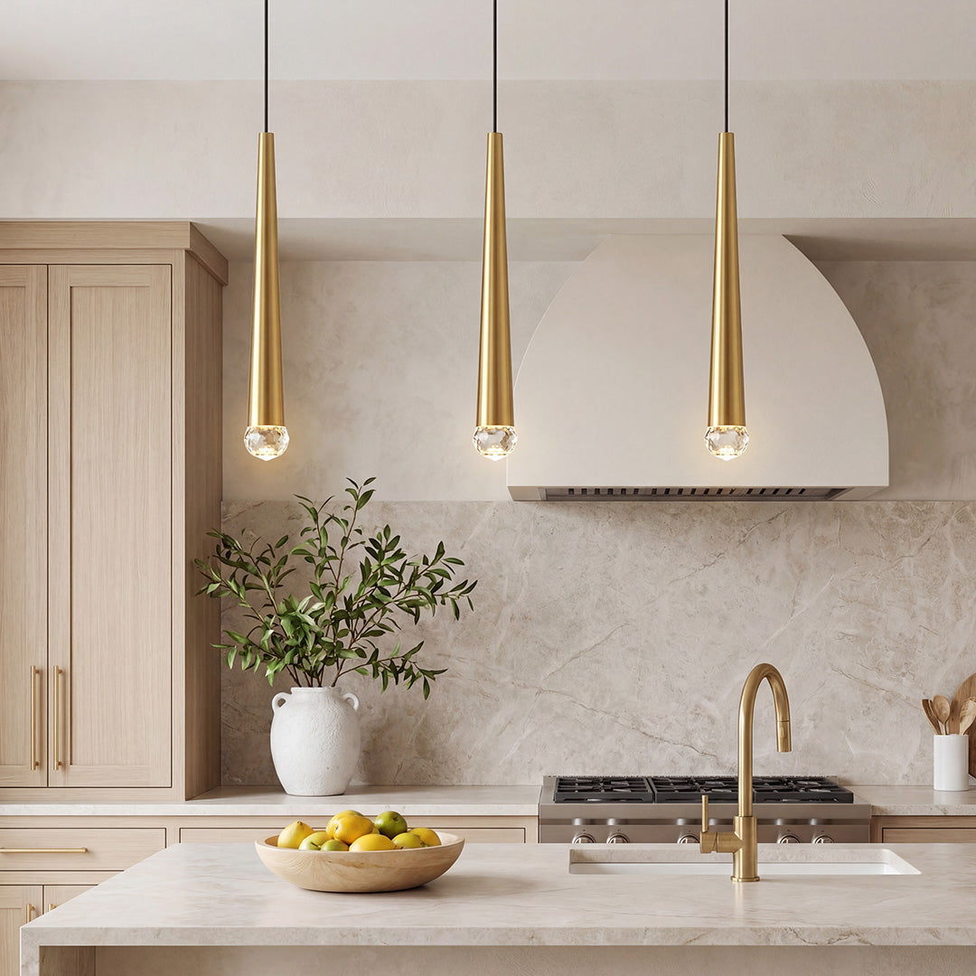 Slim Crystal Cylinder Pendant Light
