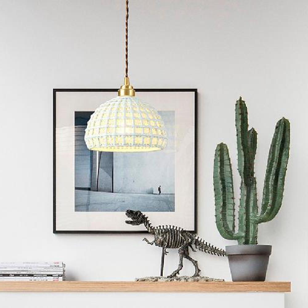 Ceramic Semi Globe Pendant Light, Copper