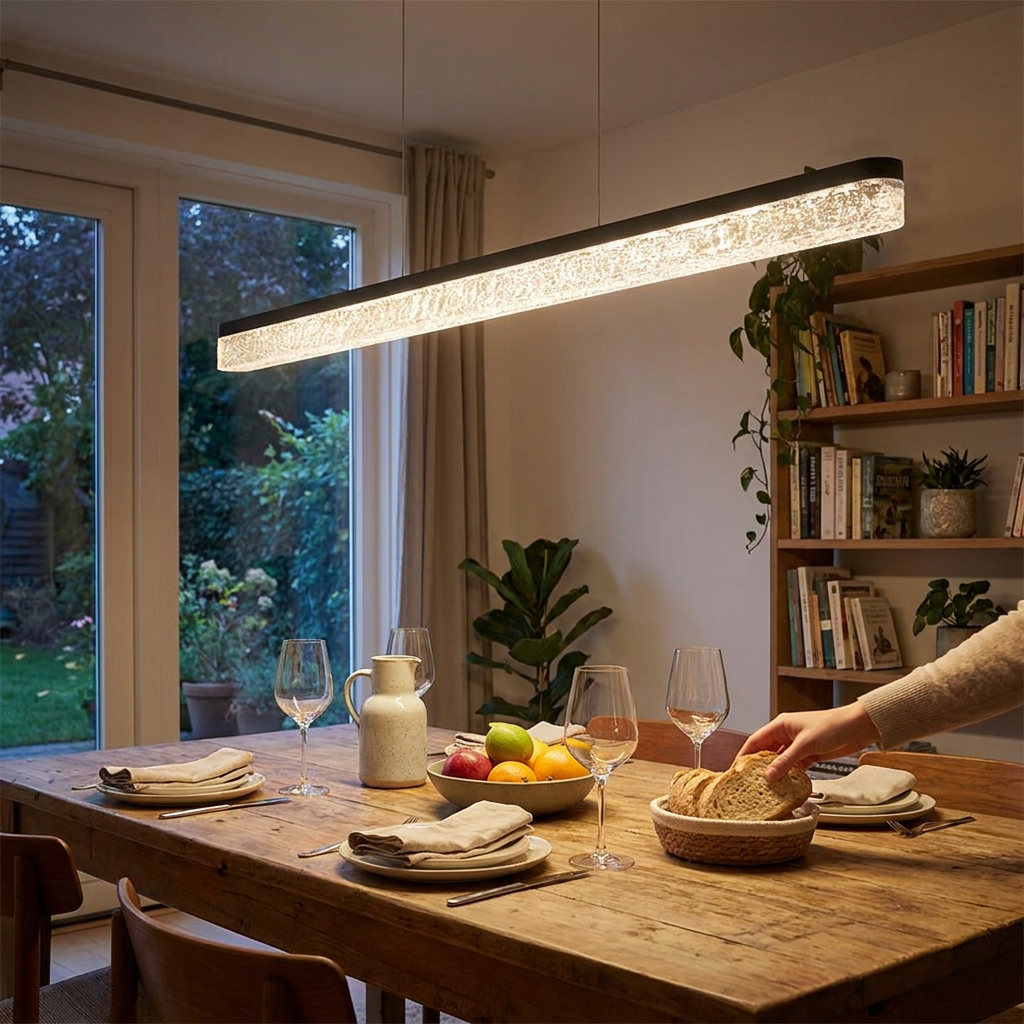 1 Light 47.24-In Island Light Dimmable Black Linear Pendant 