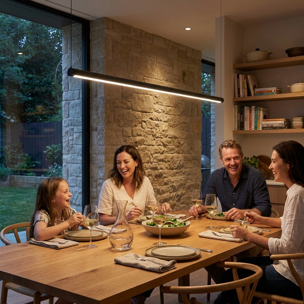 1-Light Glass Linear LED Island Pendant Light