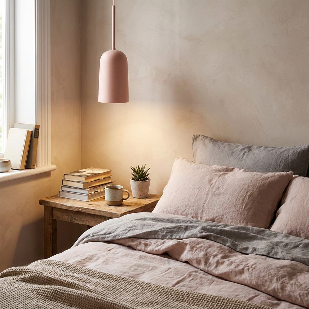 1-Light Resin Pink Figura Arc Pendant Lamp