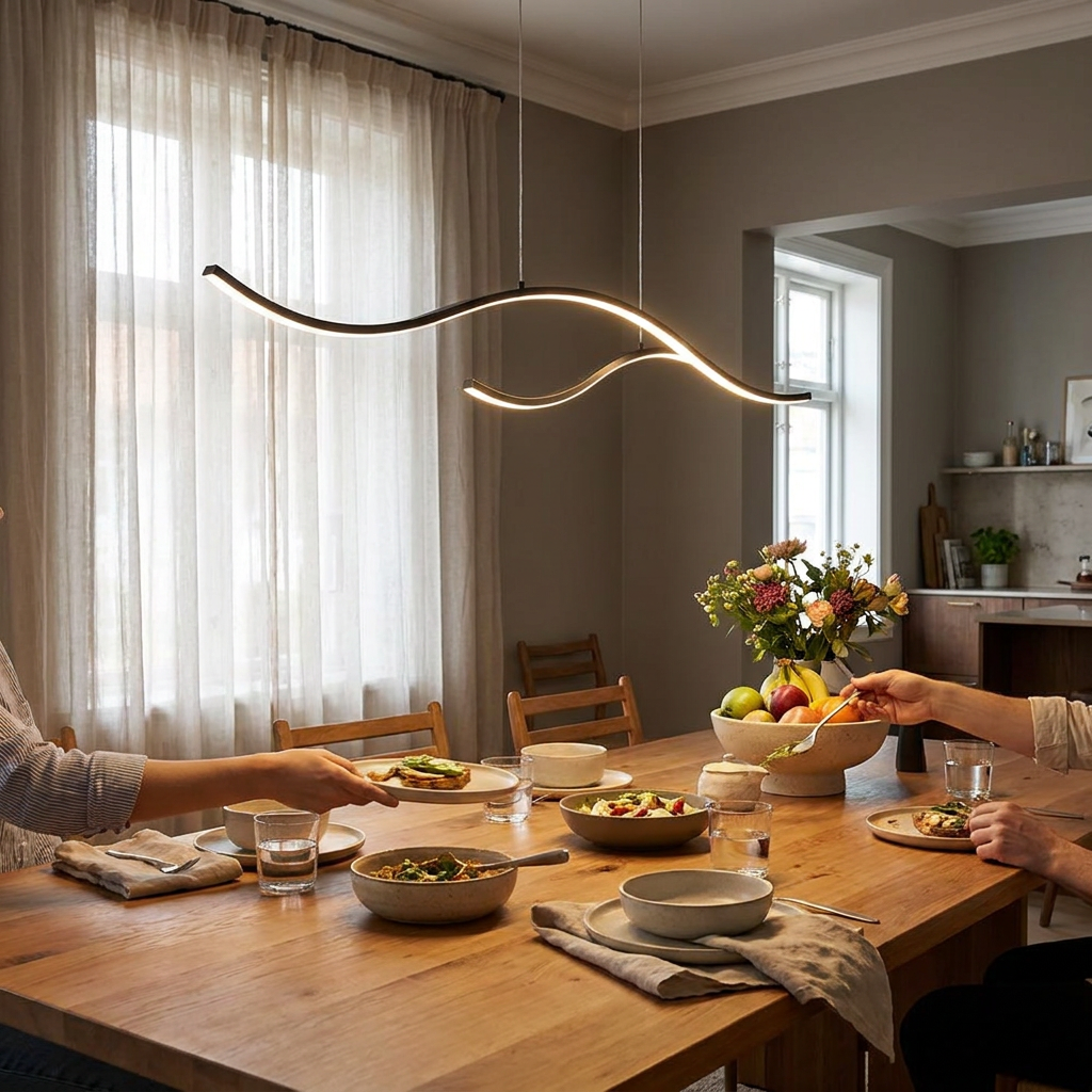 Curved LED Pendant Light Wavy LED Metal Ceiling Light