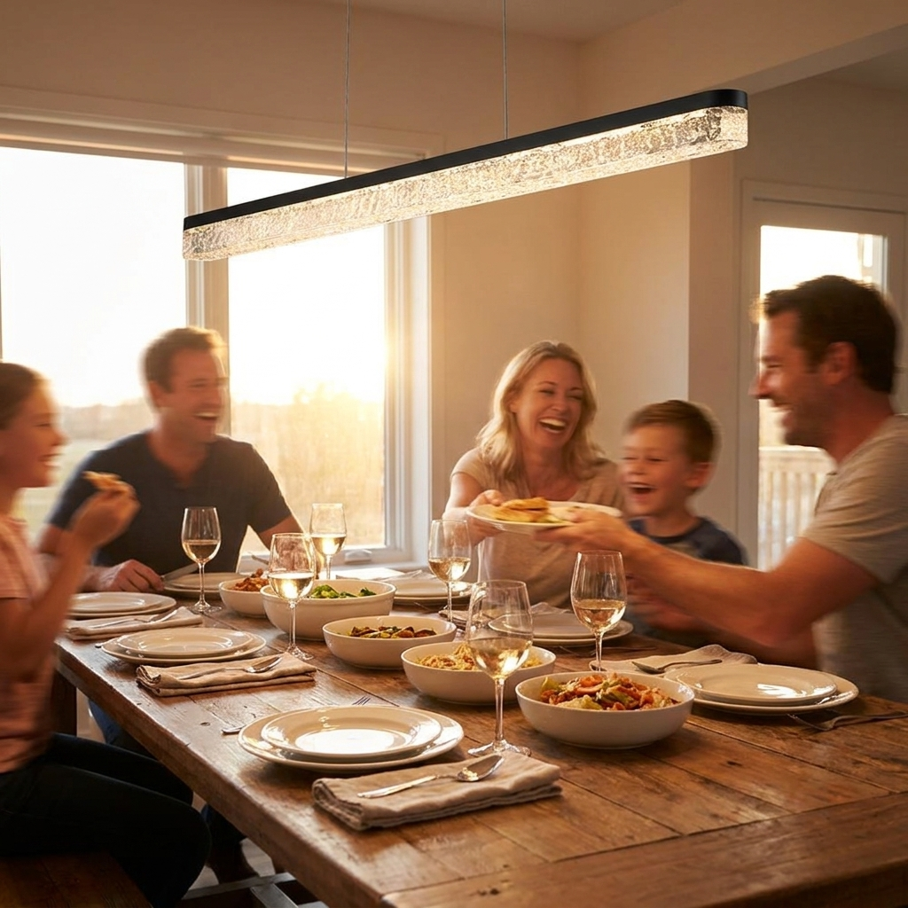 1 Light 47.24-In Island Light Dimmable Black Linear Pendant 
