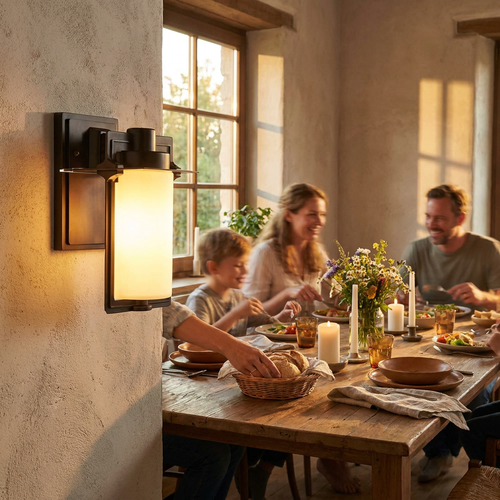 1-Light Glass Outdoor Wall Lantern Sconce