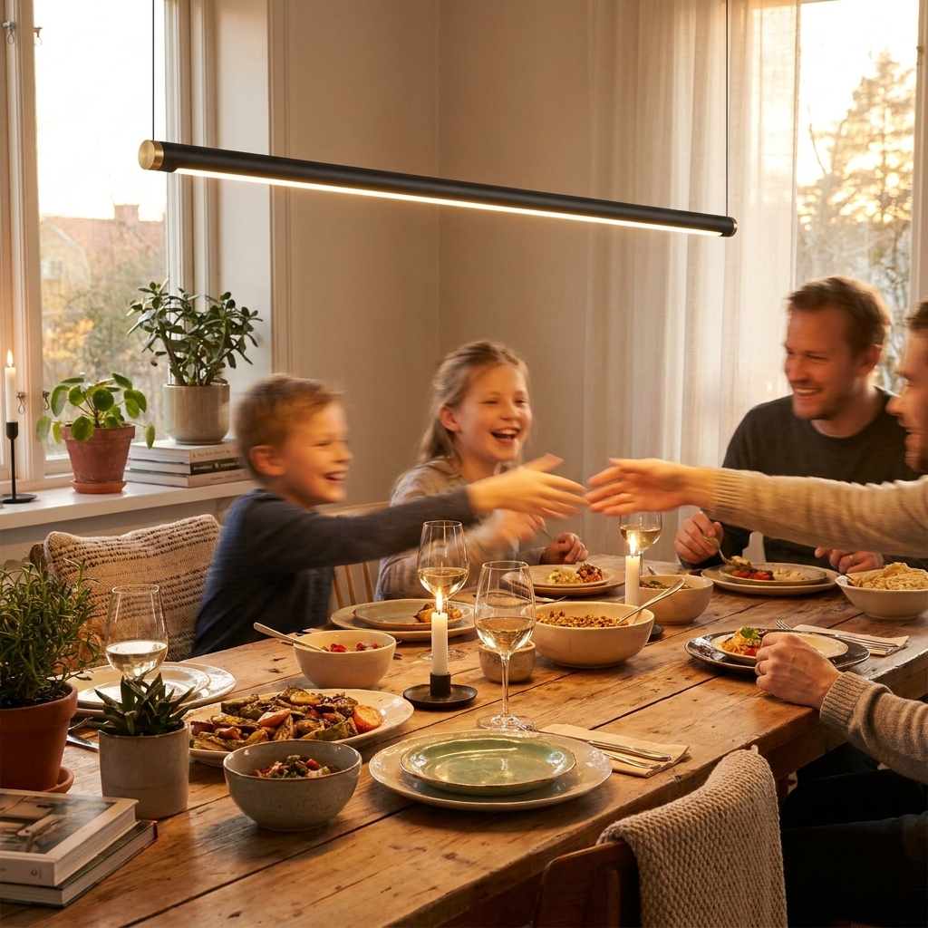 1-Light Glass Linear LED Island Pendant Light