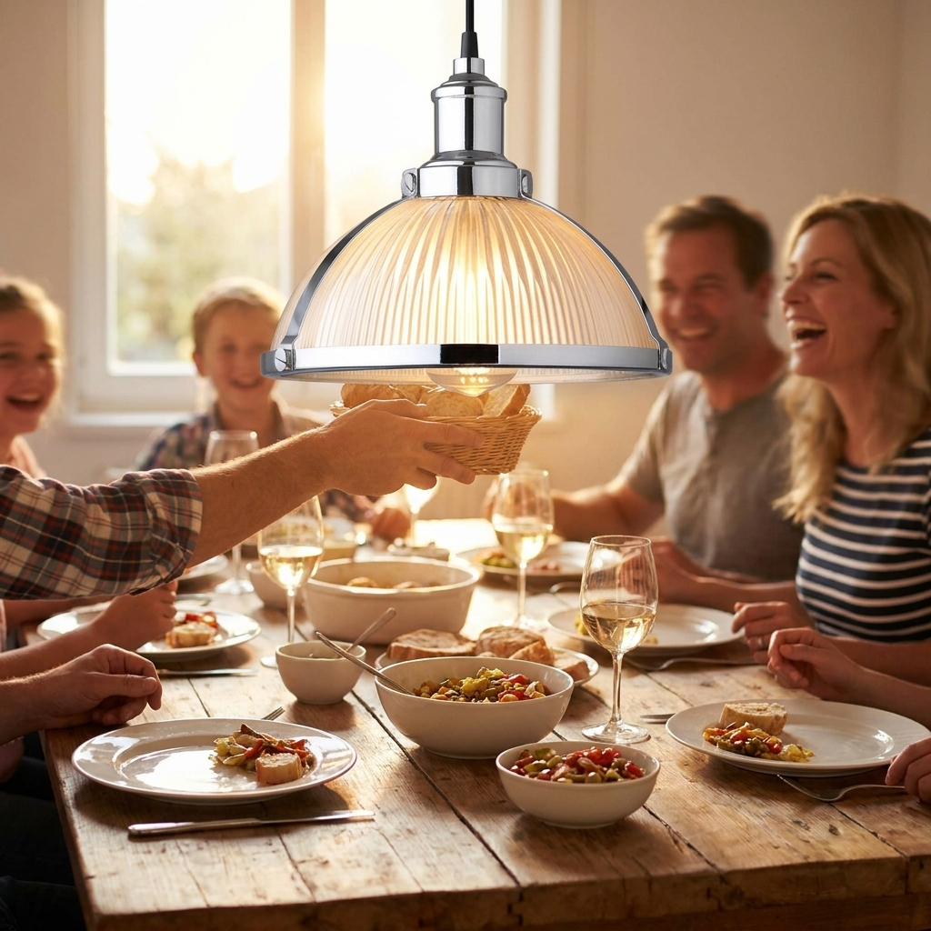 1-Light Striped Glass Shade Tungsten Wire 40W Pendant Lights