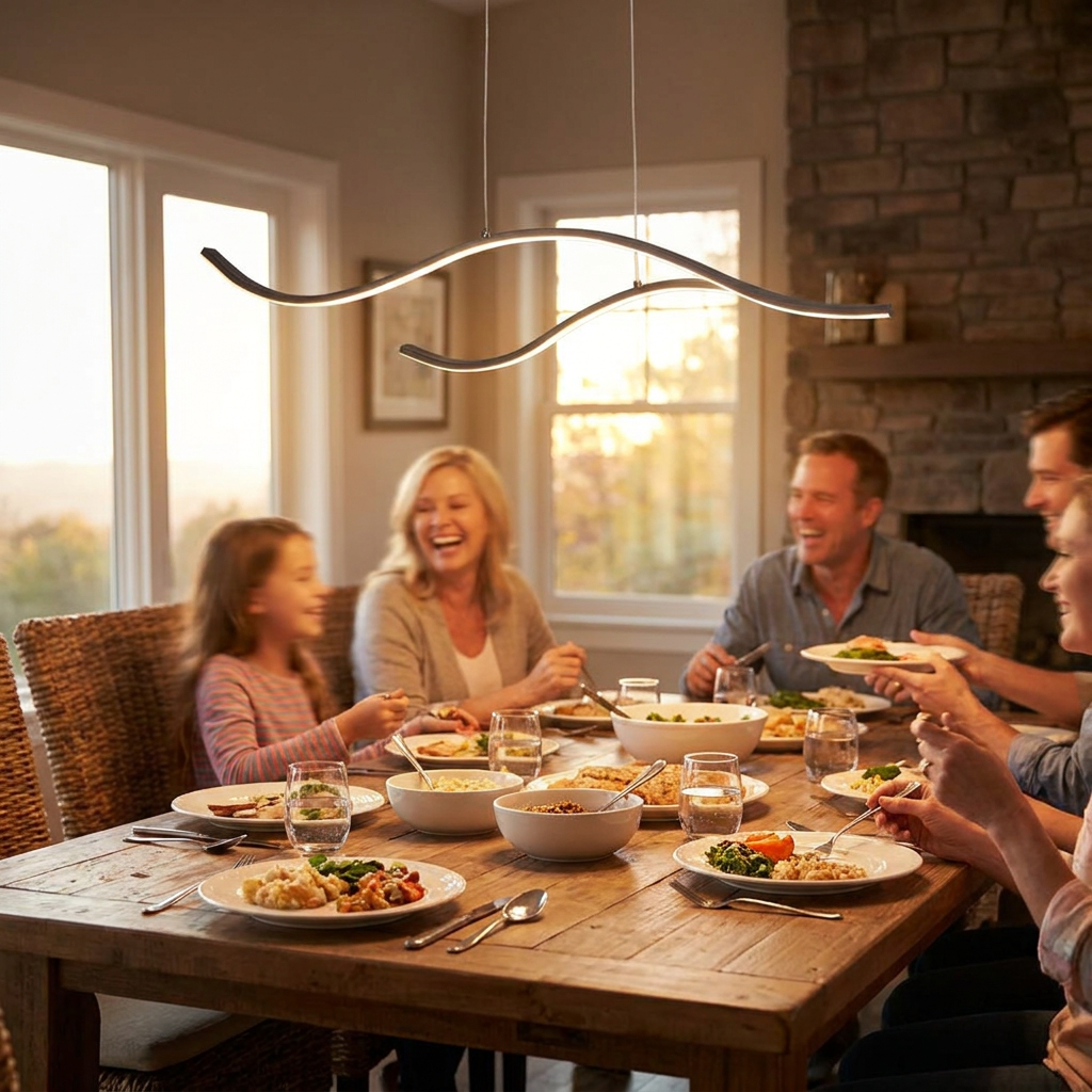 Curved LED Pendant Light Wavy LED Metal Ceiling Light