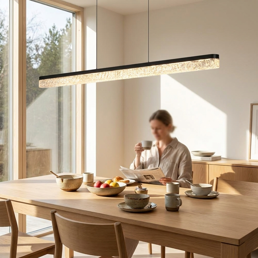 1 Light 47.24-In Island Light Dimmable Black Linear Pendant 