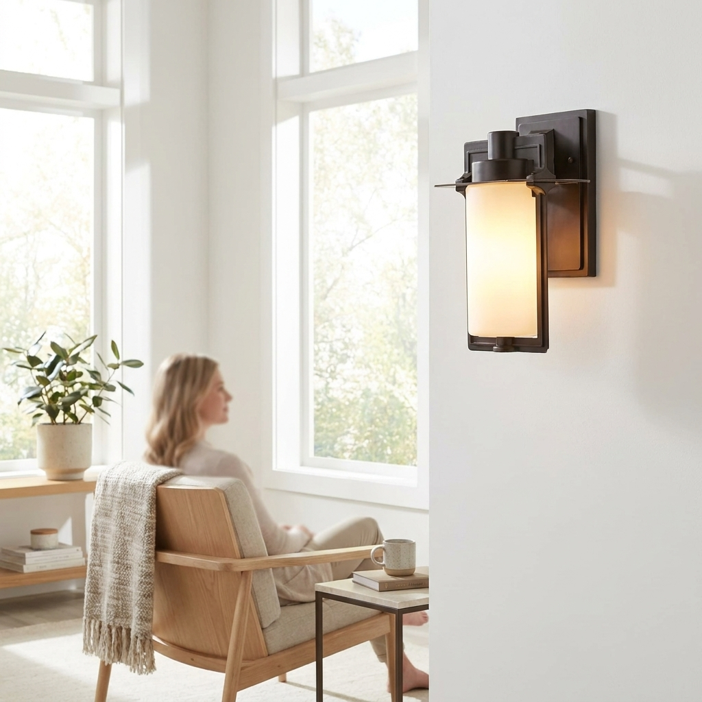1-Light Glass Outdoor Wall Lantern Sconce