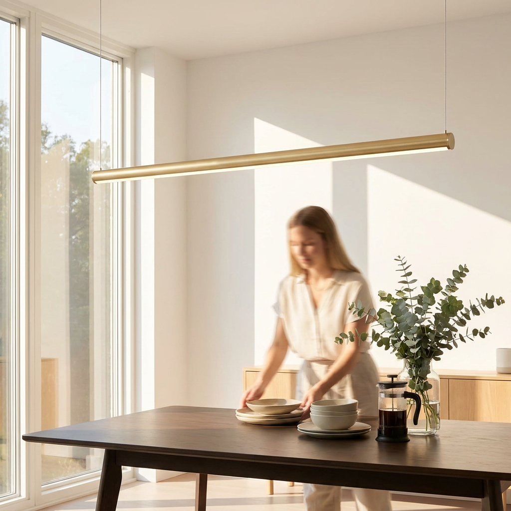 1-Light Glass Linear LED Island Pendant Light