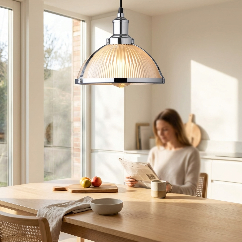 1-Light Striped Glass Shade Tungsten Wire 40W Pendant Lights
