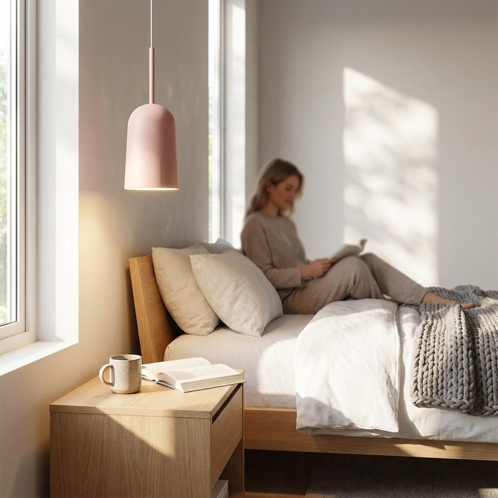 1-Light Resin Pink Figura Arc Pendant Lamp
