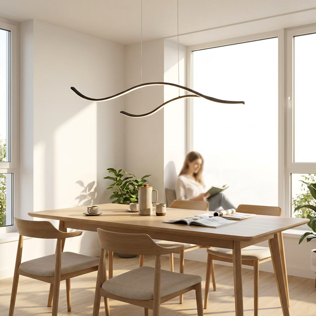 Curved LED Pendant Light Wavy LED Metal Ceiling Light