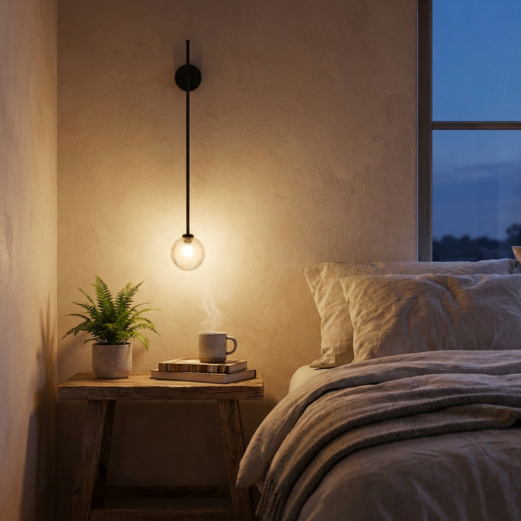 1-Light Glass Bubble Globe Slim Wall Light