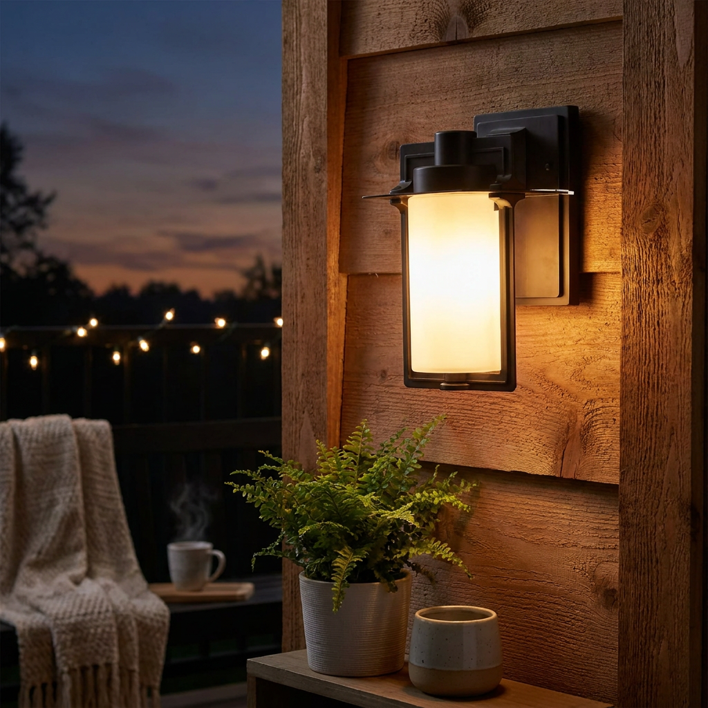 1-Light Glass Outdoor Wall Lantern Sconce