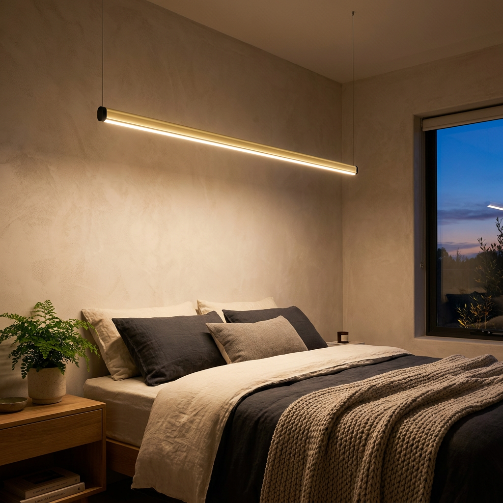 1-Light Glass Linear LED Island Pendant Light