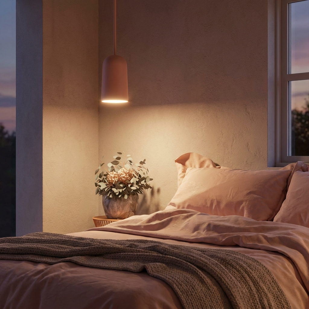 1-Light Resin Pink Figura Arc Pendant Lamp