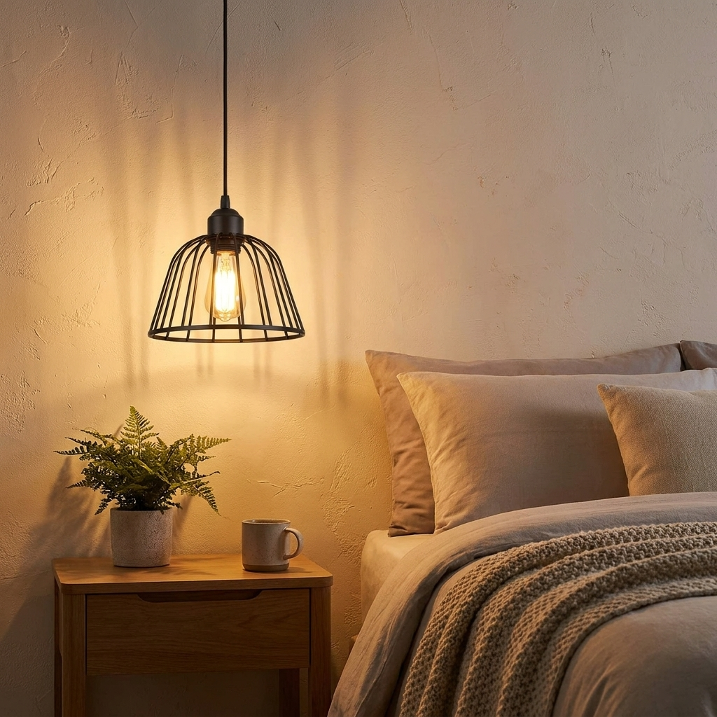 1/3 Lights Black Small Iron Cage LED Industrial Style Retro 