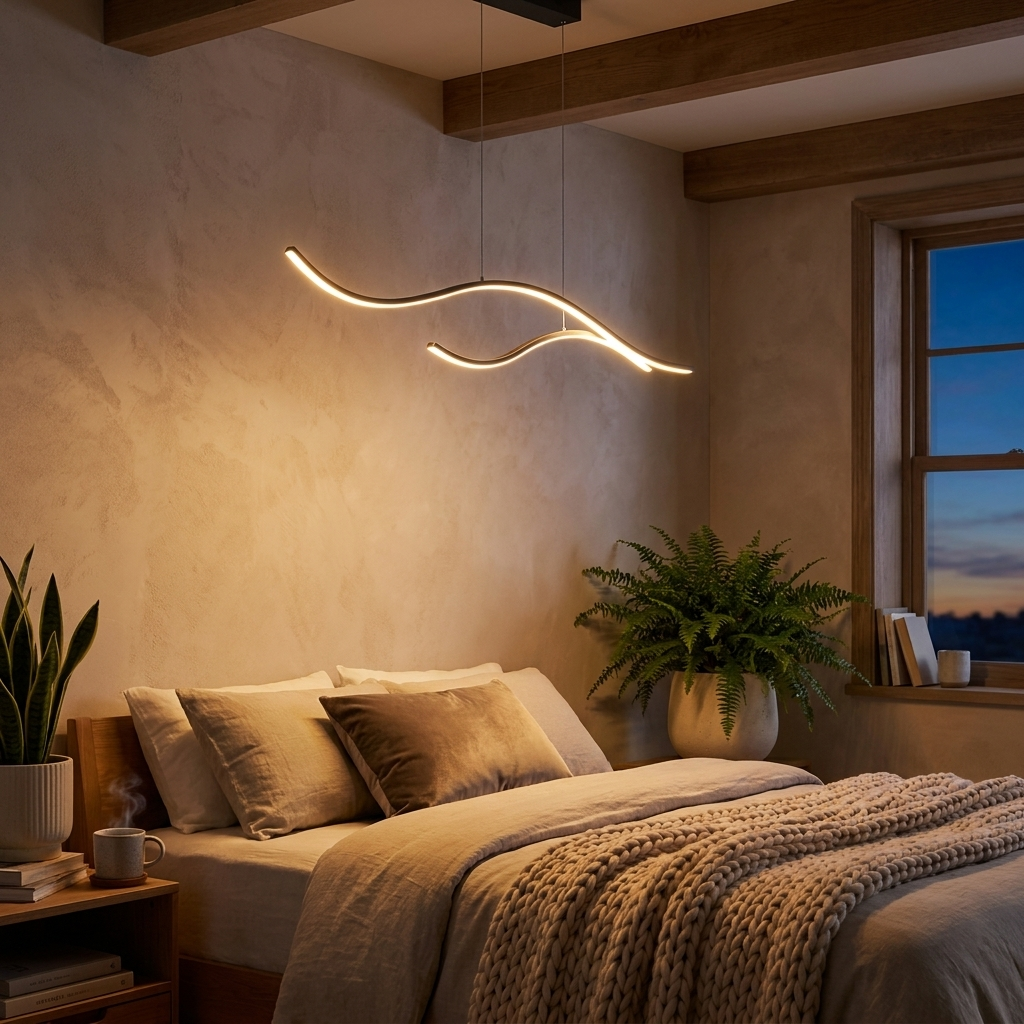 Curved LED Pendant Light Wavy LED Metal Ceiling Light