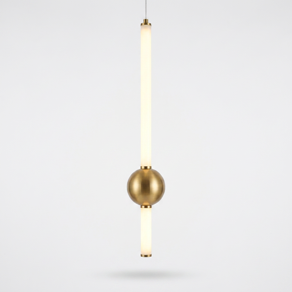1 Light Metal Glass Pendant Lighting Minimalism Linear Round - white bg