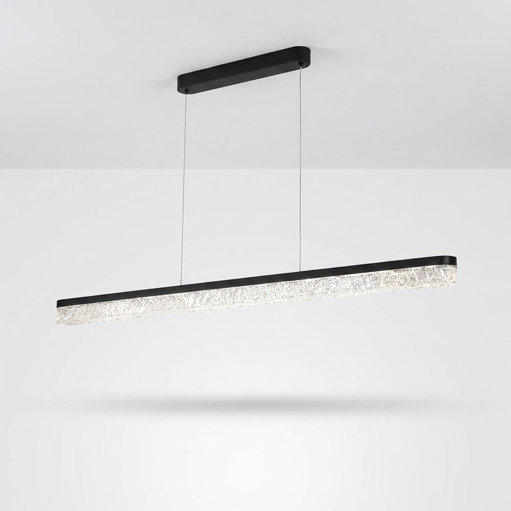 1 Light 47.24-In Island Light Dimmable Black Linear Pendant  - white bg