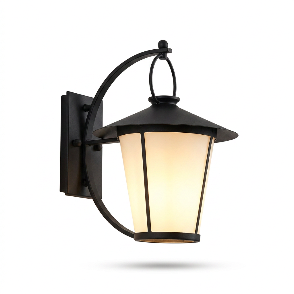 1-Light 13 In. Vintage White Opal Frosted Glass Black Outdoo - white bg