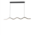 1-Light Black Wave Linear LED Pendant Light - white bg