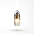 1-Light Clear Single Geometric Pendant with Crystal Accents - white bg