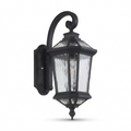 1-Light Black Clear Water Glass Outdoor Wall Light Lantern W - white bg