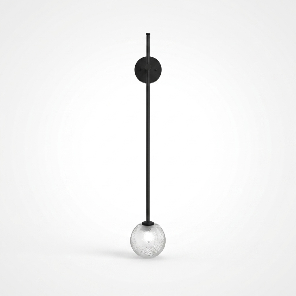 1-Light Glass Bubble Globe Slim Wall Light - white bg