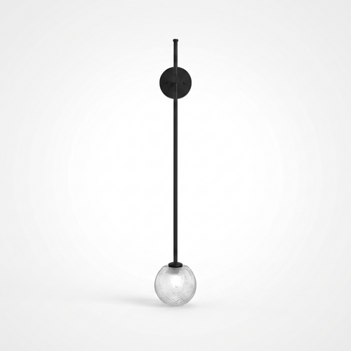 1-Light Glass Bubble Globe Slim Wall Light - white bg