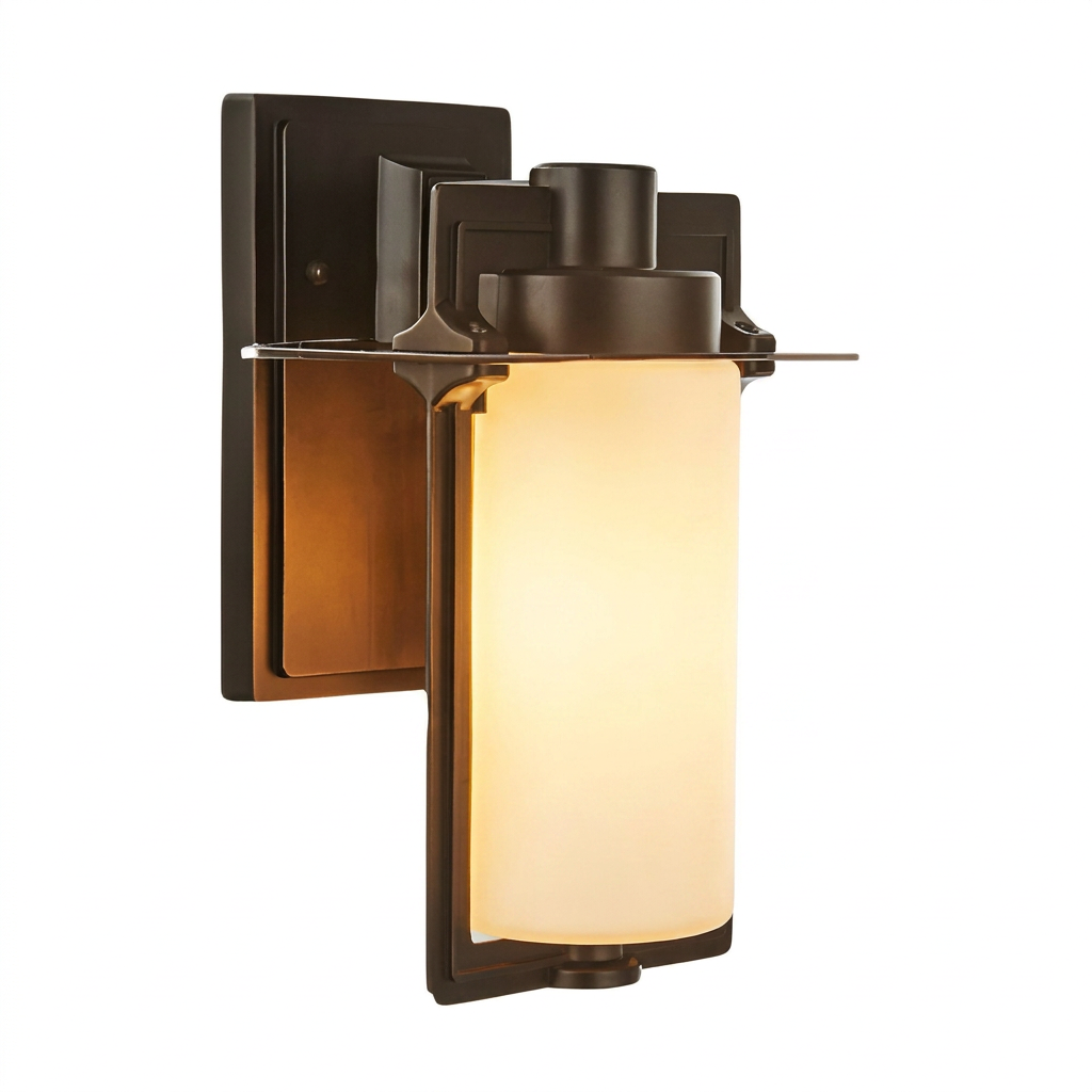 1-Light Glass Outdoor Wall Lantern Sconce - white bg